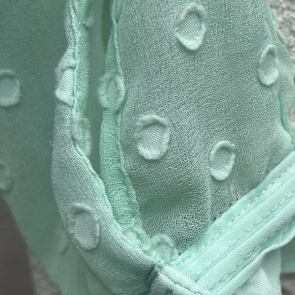 HD In Paris Sheer Sleeve Ruffle Collar Back Button Blouse Top Mint Green Size 2 - Picture 6 of 12